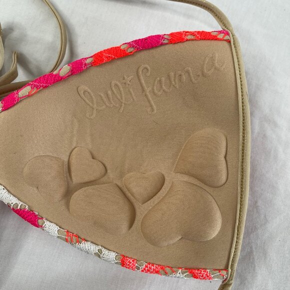 Luli Fama FLAMINGO BEACH Molded Push Up Bandeau Halter Swim Bikini Top Medium - Picture 4 of 10